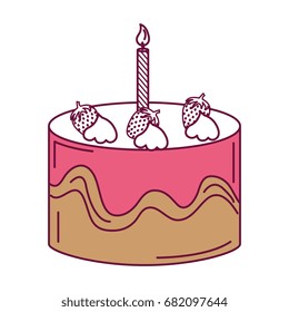 delicious cake with candles celebration icon