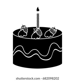 delicious cake with candles celebration icon