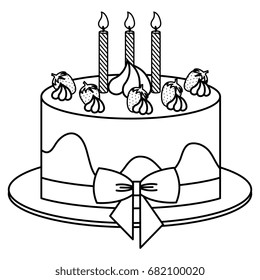 delicious cake with candles celebration icon