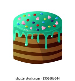 Delicious Cake with Candy Sprinkles, Sweet Tasty Dessert Vector Illustration