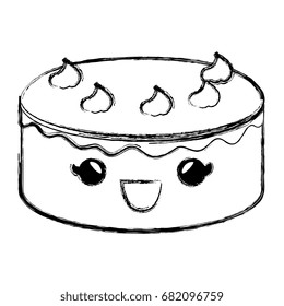 delicious cake celebration kawaii character