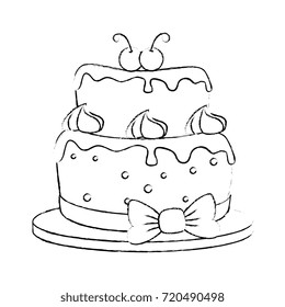 delicious cake with cherry
