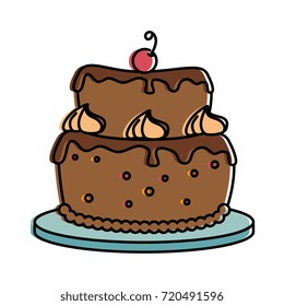 delicious cake with cherry