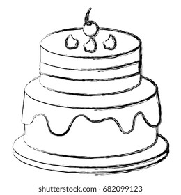delicious cake with cherry celebration icon