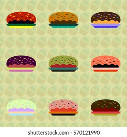 delicious cake collection, cakes vector icons