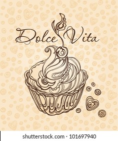 Delicious cake with cream and a delicious air of cherry. Dolce Vita.