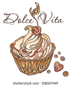 Delicious cake with cream and a delicious air of cherry. Dolce Vita.