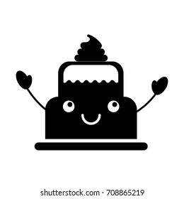 delicious cake cream bakery kawaii character