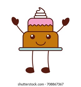 delicious cake cream bakery kawaii character