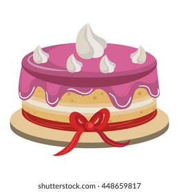 Delicious cake dessert isolated flat icon, vector illustration graphic.