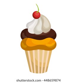 Delicious cake dessert isolated flat icon, vector illustration graphic.