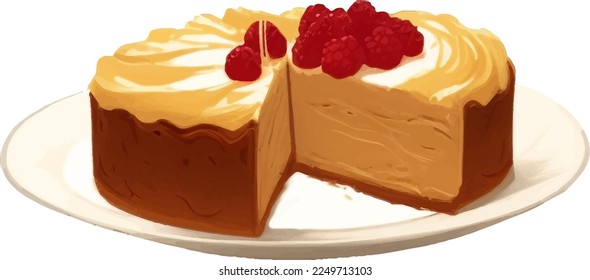 Delicious Cake Detailed Beautiful Hand Drawn Vector Illustration