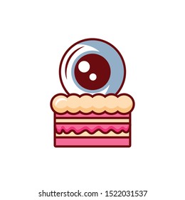 delicious cake with halloween decoration vector illustration design