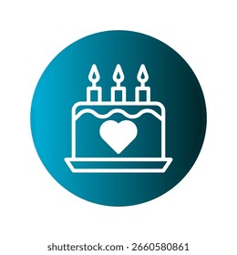 Delicious cake icon with heart shape and burning candles perfect for celebrations and events moments