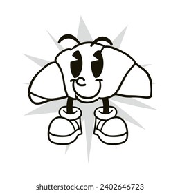 delicious cake illustration in black and white retro cartoon style