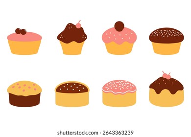 Conjunto de diseño de ilustración de pastel delicioso