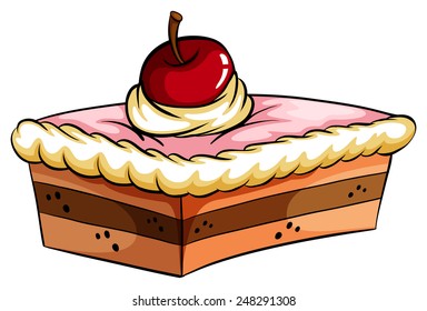 A delicious cake on a white background