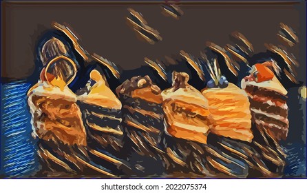delicious cake painting,  very cool color and realistic 