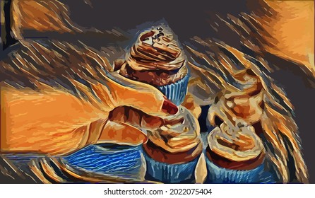 delicious cake painting,  very cool color and realistic 