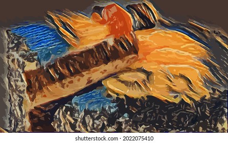 delicious cake painting,  very cool color and realistic 
