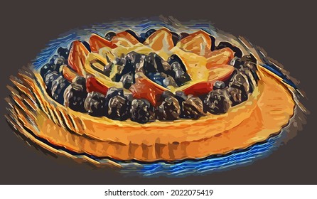 delicious cake painting,  very cool color and realistic 