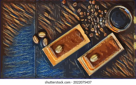 delicious cake painting,  very cool color and realistic 