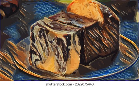 delicious cake painting,  very cool color and realistic 