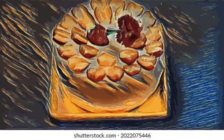 delicious cake painting,  very cool color and realistic 