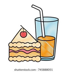 delicious cake portion with beverage