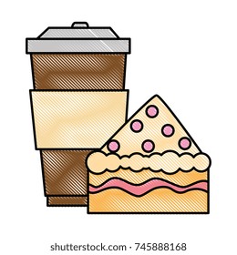 delicious cake portion with beverage