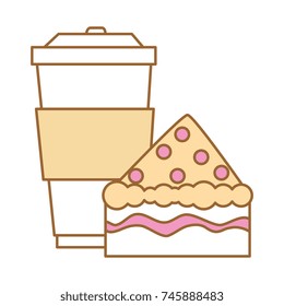 delicious cake portion with beverage