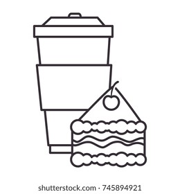 delicious cake portion with beverage