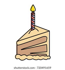 delicious cake portion with candle