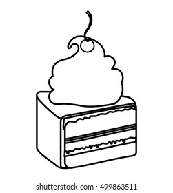 delicious cake portion sweet icon vector illustration design