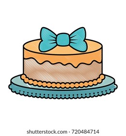 delicious cake with ribbon