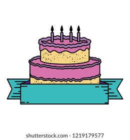 delicious cake with ribbon frame