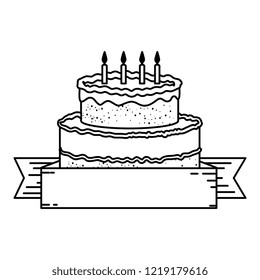 delicious cake with ribbon frame
