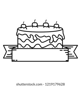 delicious cake with ribbon frame