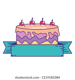 delicious cake with ribbon frame