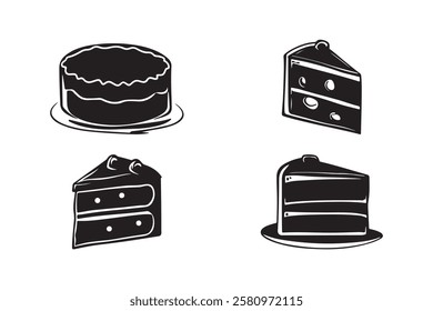Delicious Cake Silhouette Vector Illustration