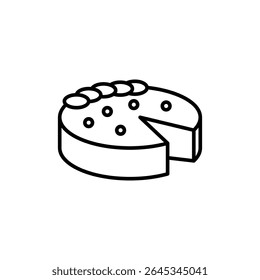 Köstlicher Kuchen-Slice mit Creme-Topping im minimalistischen Line Art Style