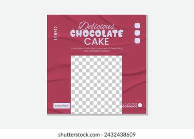 delicious cake social media post design vector template advertise .