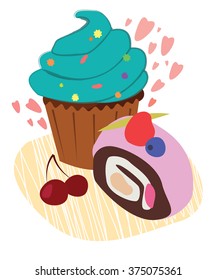 delicious cake vector