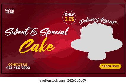Delicious cake web banner and template