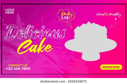 Delicious cake web banner and template