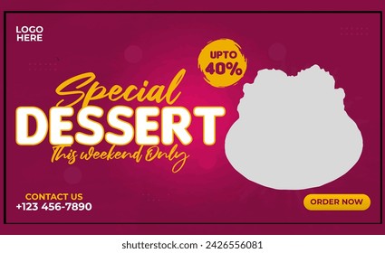 Delicioso banner web de pastel y plantilla