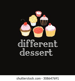 Delicious cakes on a dark background