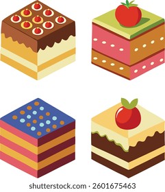 Delicious cakeslice vector set, cakeday, cake vector, cake slice icon, cake icon, birthday cake