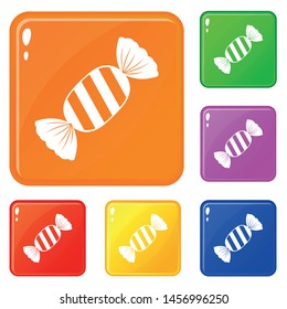 Delicious candy icons set collection vector 6 color isolated on white background