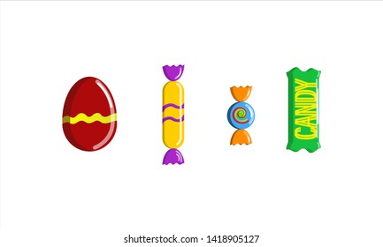 
Delicious candy in a multi-colored wrapper on a white background.